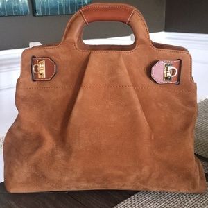 Salvatore Ferragamo Brown Suede Purse